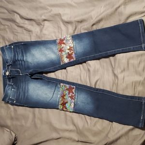 Girls size 10 sequin detailed jeans